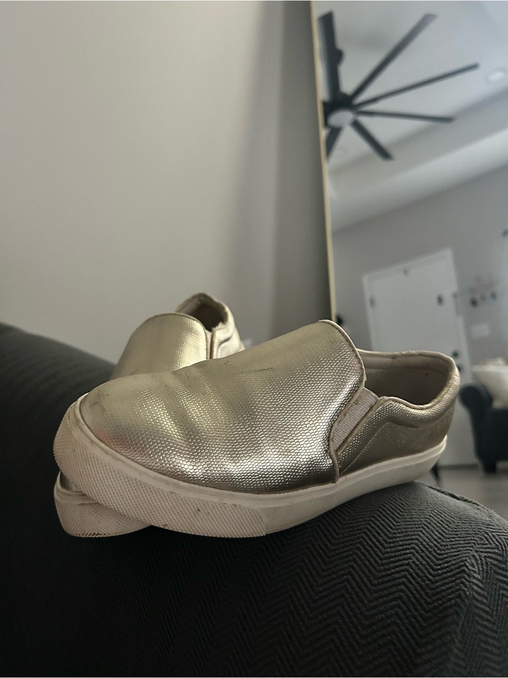 Aldo Metallic Gold Slip-On Sneakers